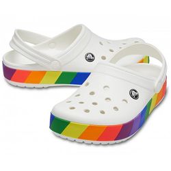 rainbow block crocs